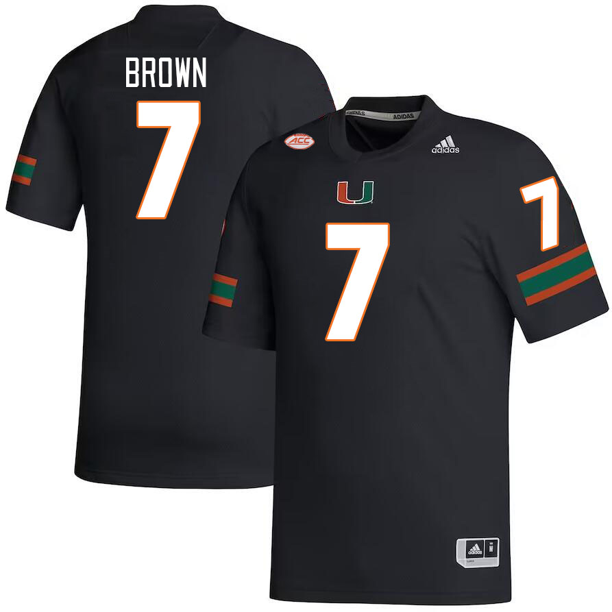 Men #7 Davonte Brown Miami Hurricanes College Football Jerseys Stitched-Black - Click Image to Close